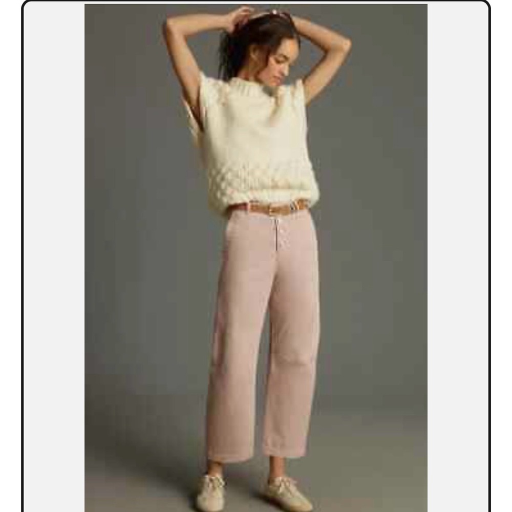 Anthropologie Pilcro-Rise Button-Front Barrel Pant Size 30 Dessert Blush
